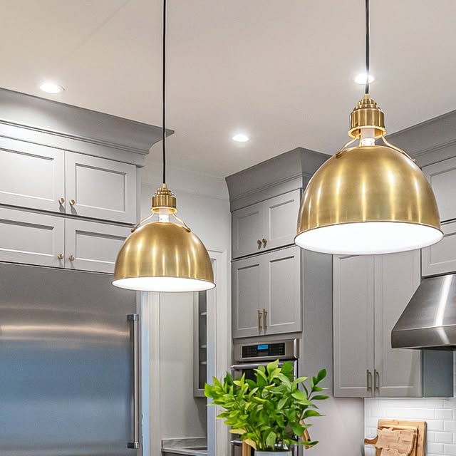 Gray and gold kitchen
